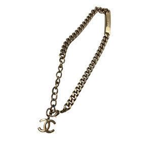 Pre-Loved Chanel Gold Plated ID Curb Link Chain Necklace
